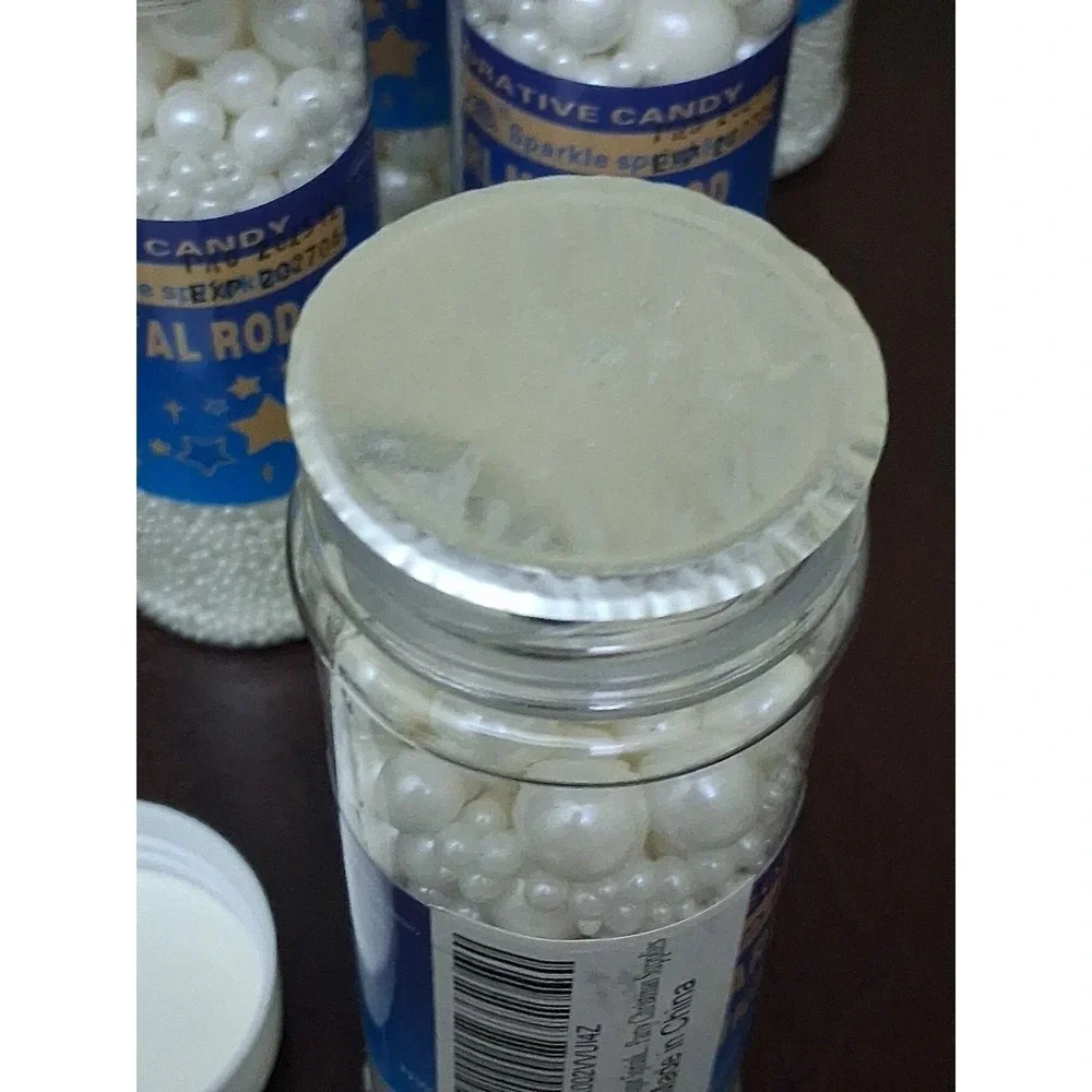 Sprinkles for Cake Decorating, White Pearl Sprinkles Sizes Mix for Cake 10 Pcs